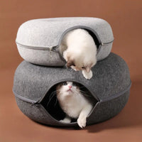 "Cama Donut con Túnel Interactivo – La Casa de Juegos Perfecta para tu Gato"