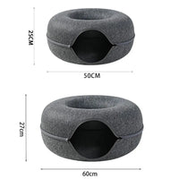 "Cama Donut con Túnel Interactivo – La Casa de Juegos Perfecta para tu Gato"