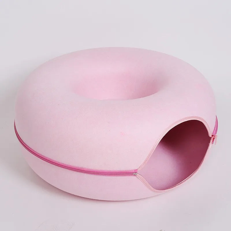 "Cama Donut con Túnel Interactivo – La Casa de Juegos Perfecta para tu Gato"