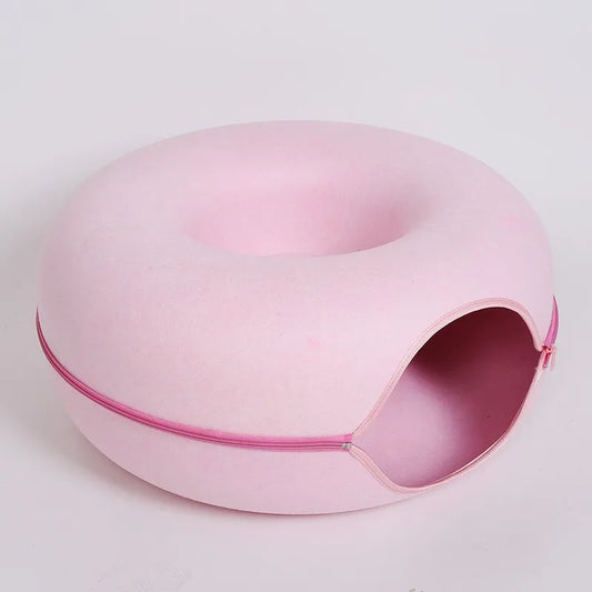 "Cama Donut con Túnel Interactivo – La Casa de Juegos Perfecta para tu Gato"