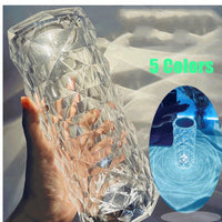 Nordic Crystal Lamp USB Table Lamps Bedroom Touch Dimming Atmosphere Diamond Night Light Rose Projector Lamp Decor