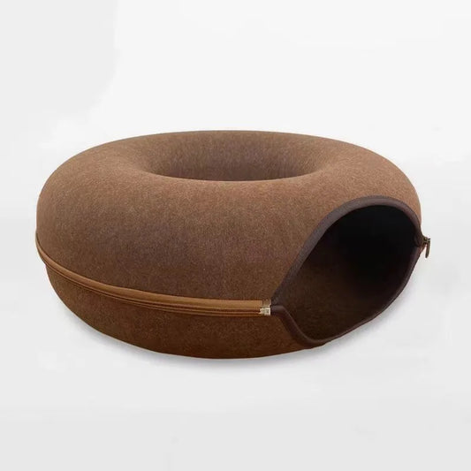 "Cama Donut con Túnel Interactivo – La Casa de Juegos Perfecta para tu Gato"