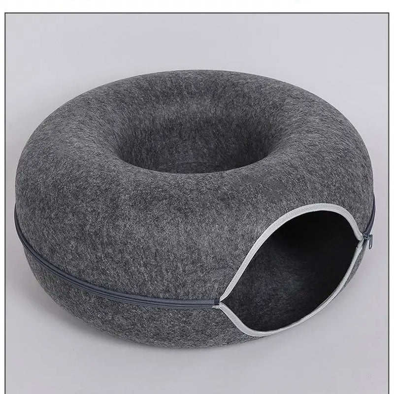 "Cama Donut con Túnel Interactivo – La Casa de Juegos Perfecta para tu Gato"