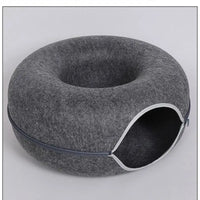 "Cama Donut con Túnel Interactivo – La Casa de Juegos Perfecta para tu Gato"